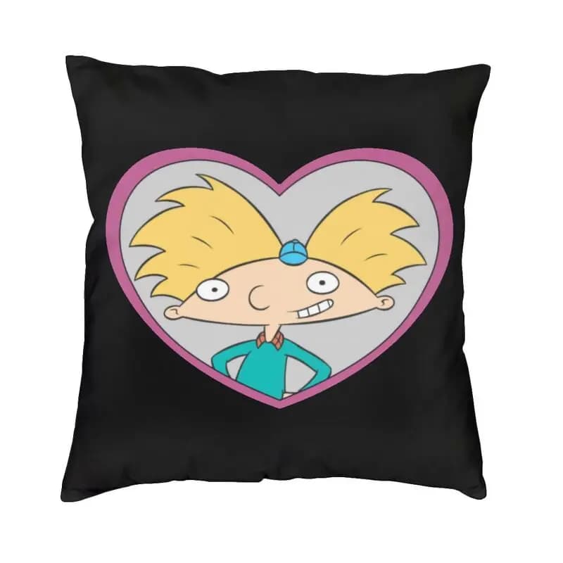 Hey Arnold Pink Heart Arnold Cushion Covers Sofa Home Decorative Square Throw Pillow Cover 45x45cm