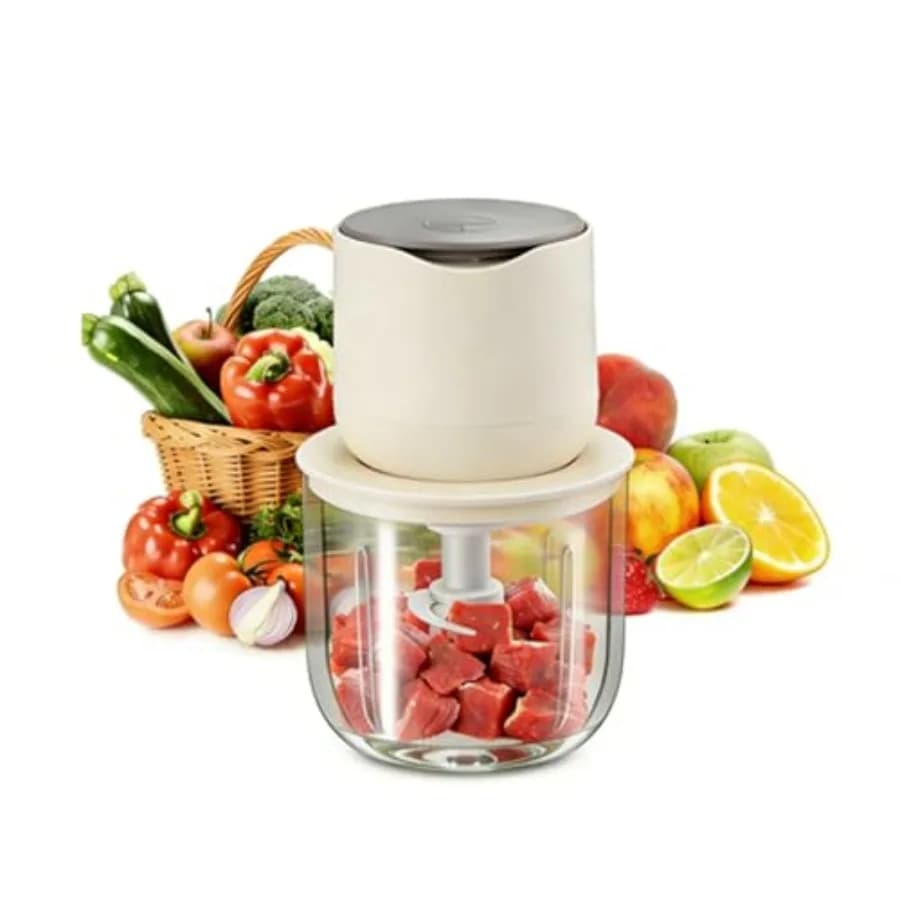 Robot da Cucina Elettrico, Piccolo Tritatutto Elettrico con Ciotola in Vetro per Carne, Verdure, Cipolle, Aglio, Frullatore per Carne