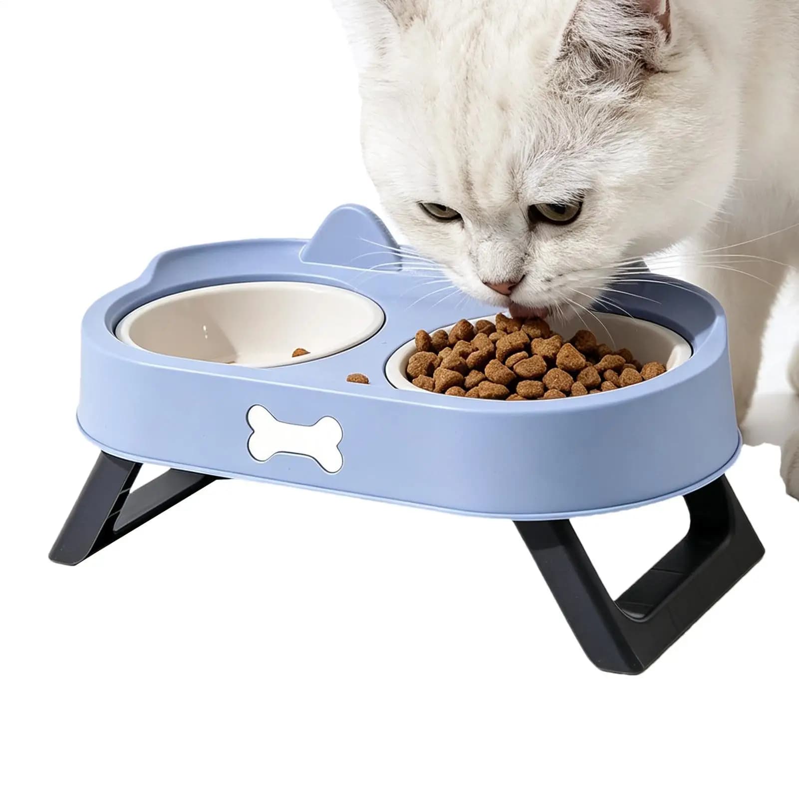 Raised Cat Food Bowls Anti Vomiting Pet Feeder With Non-slip Base Raised Cat Dish For Home Living Room Kitchen Apartment Dining
