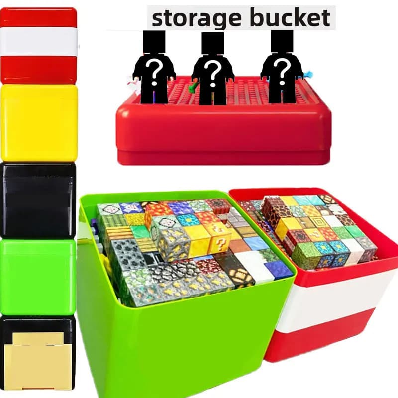 Scatola di immagazzinaggio di blocchi magnetici Scatola di immagazzinaggio di blocchi di giocattoli di snack Secchio di immagazzinaggio Contenitore di plastica per giocattoli di assemblaggio fai da te per il regalo dei bambini