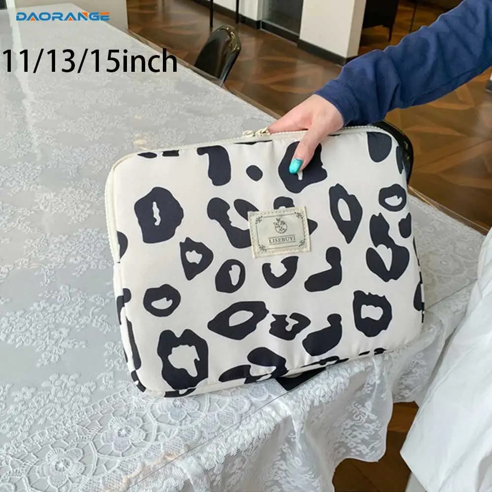 11-15 In custodia per laptop con stampa leopardata per custodia per laptop per MacBook Air iPad Tablet Custodia morbida per notebook alla moda