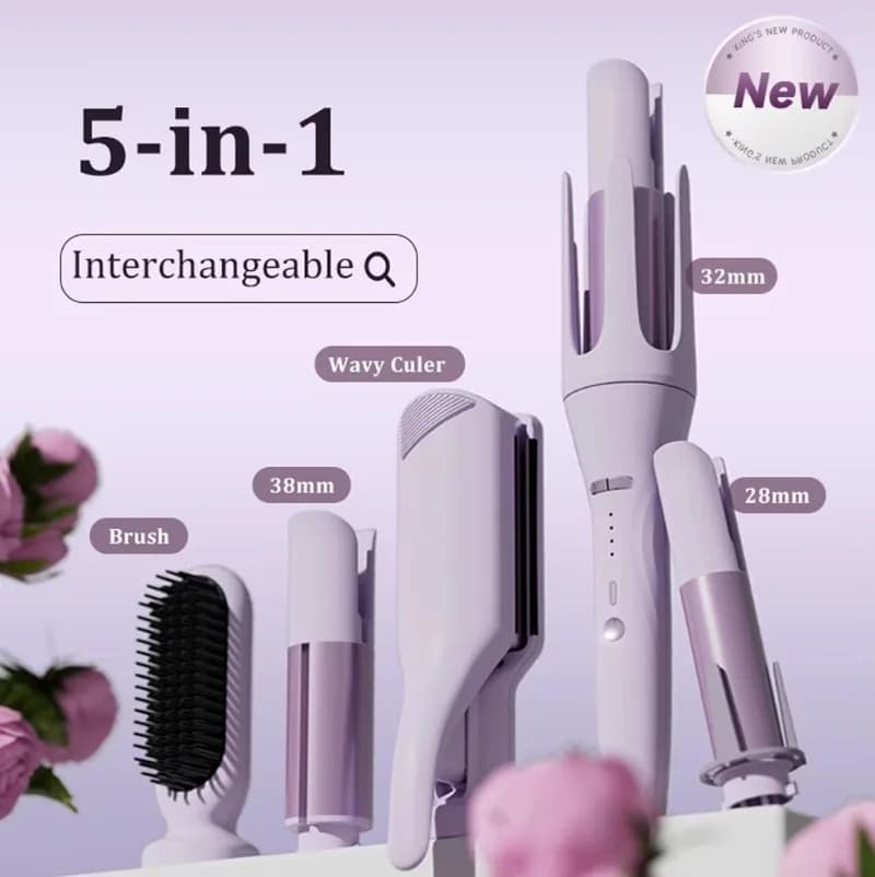 【Fashionable】2026 New Single Barrel Or 5 In 1 Interchangeable Automatic Hair Curler Por Curling Iron Rotating Curl