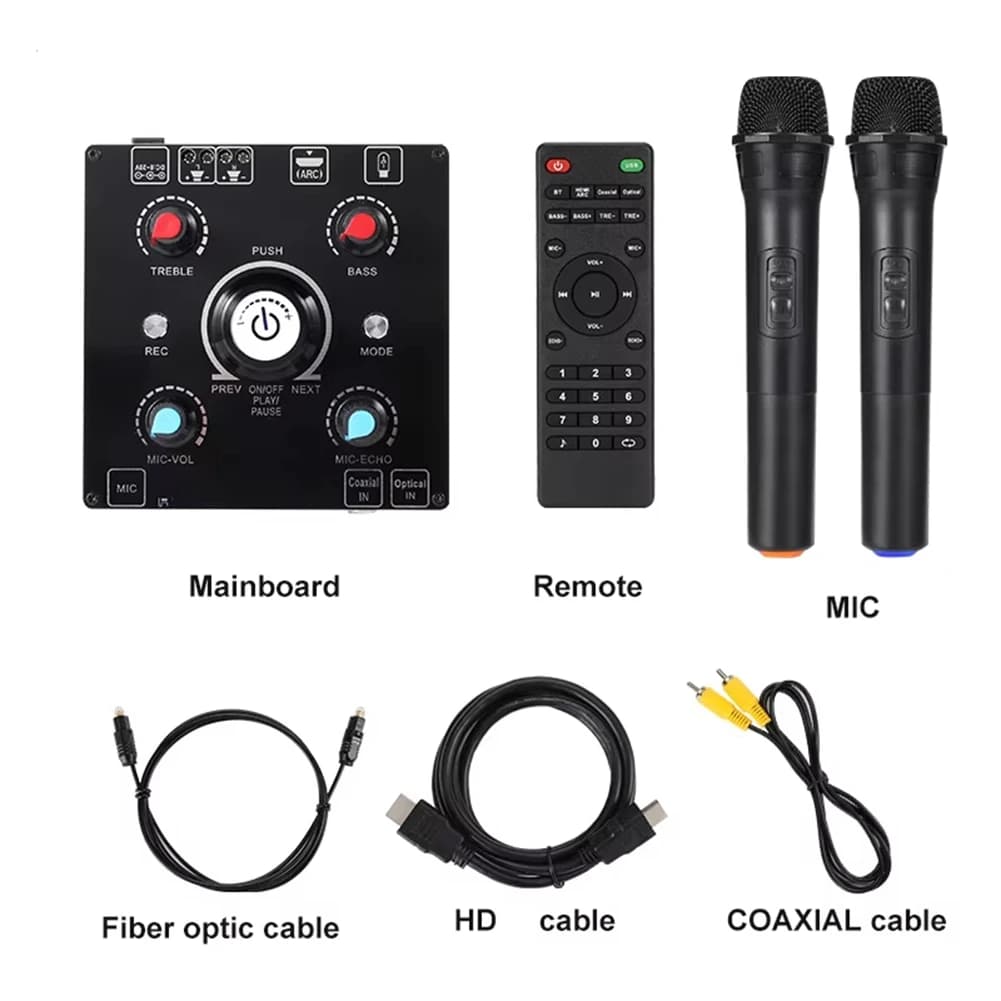 DTC5 Dual Microphone Karaoke Machine Bluetooth 5.0 Sound Power Amplifier Integrated Amp & U-Disk Player Home Audio Subwoofer