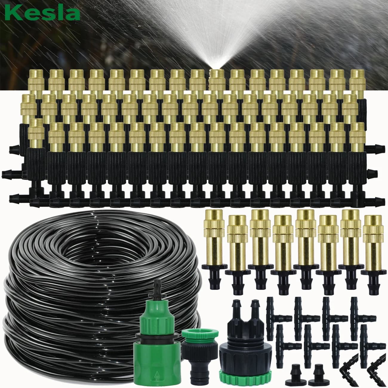 KESLA 5-30M Outdoor 1/4 Ottone Atomizzatore Nebulizzazione Sistema di raffreddamento Irrigazione da giardino Ugelli di irrigazione Tubo da 4/7mm per Patio Serra