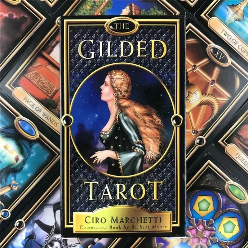 Il mazzo di carte dei tarocchi dorati Carte da tavolo Edizione inglese Misterioso gioco da tavolo dei tarocchi Carte per feste in famiglia Gioco di intrattenimento