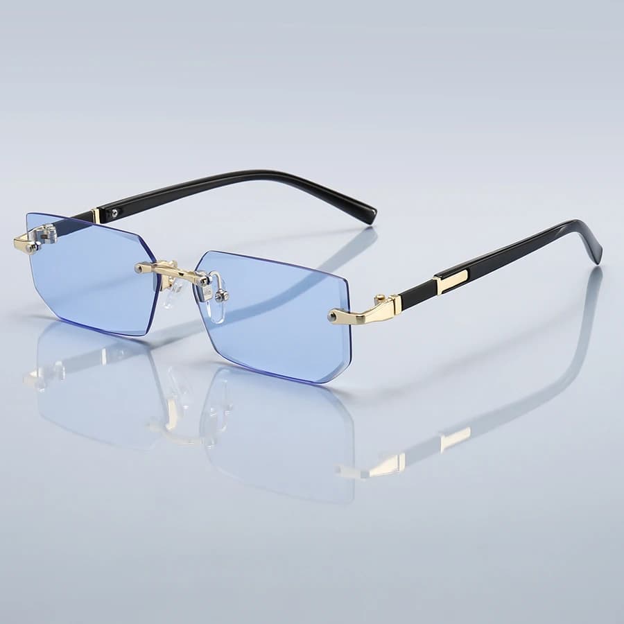 Rimless Business Rectangle Gradient Lens Unisex Fashion Sunglasses Women Men Fashion Classic Colored Lenses Metal Frame Glasses