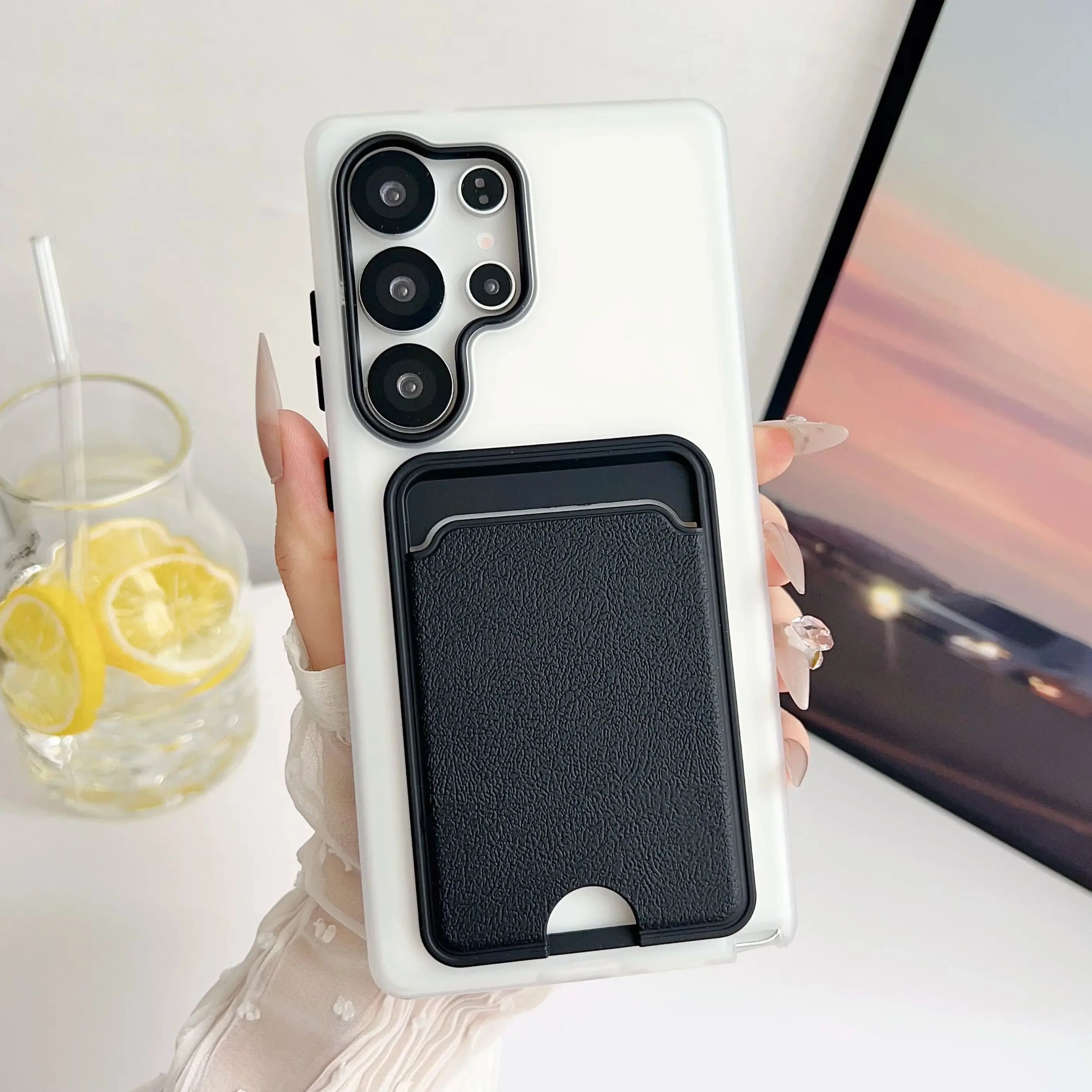 Wallet phone case with 2IN1 leather model card slot for Samsung Galaxy S25 S24 S23 Plus Ultra FE matt shockproof protective case