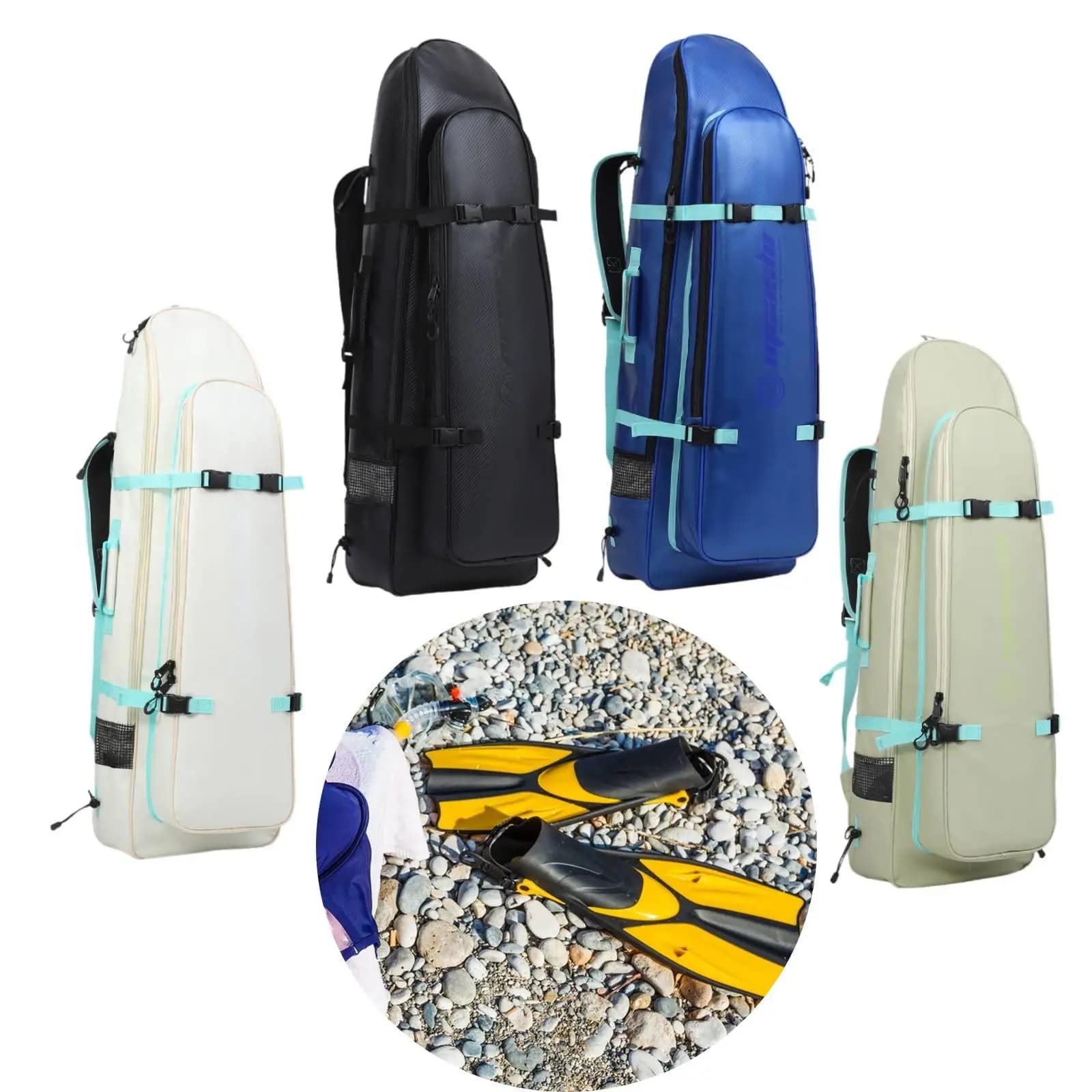 Scuba Diving Backpack Long Fins Bag Large Capacity Snorkel Fins Bag Adjustable Shoulder Strap for Surfing Spearfishing Travel