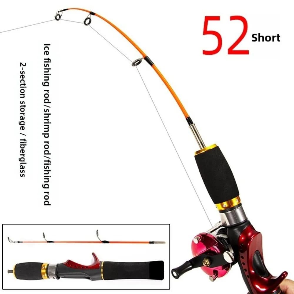 Mini canna da pesca tascabile ad alta resistenza Mini formato tascabile Design canna da gamberetti Uso invernale Canna da pesca per principianti con impugnatura comoda