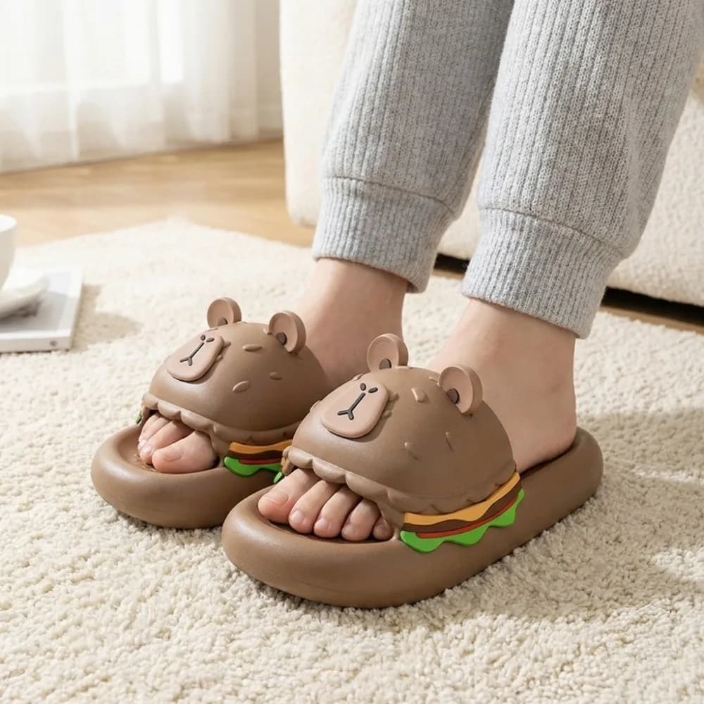 Soft slippers for Capibara and Hamburger, EVA thick sole sandals, Exterior shoes