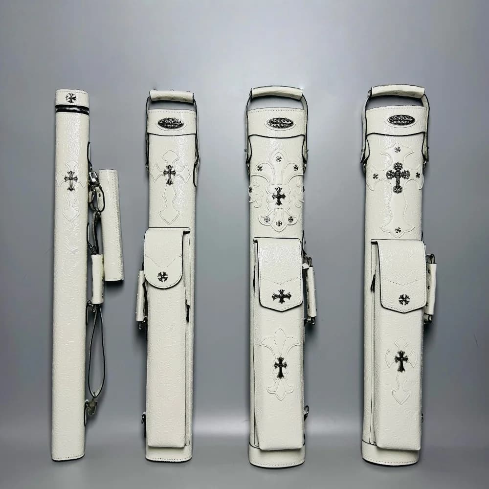 Custodia per stecca da biliardo in pelle fatta a mano 1x1 / 2X2 / 3x4 fori bianca