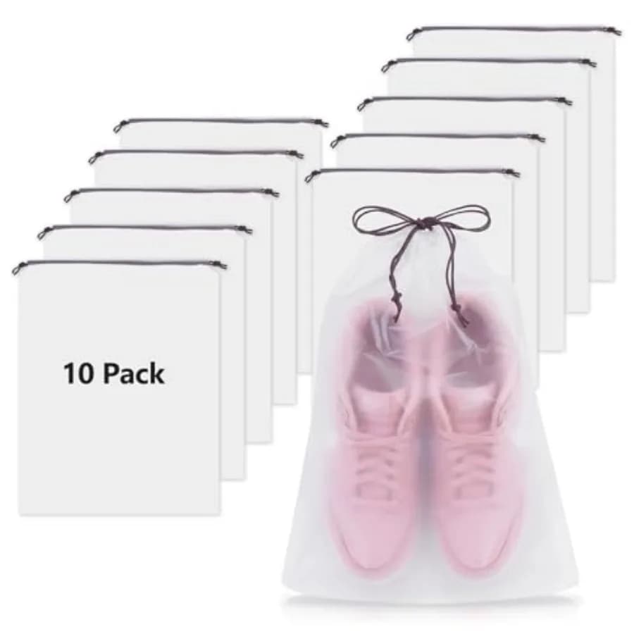 Waterproof Shoe Bags for Travel - 15.7x11.8 Inches Drawstring Bags Organizers 10 Pack,Clear Waterproof Bag Travel Essentials fo