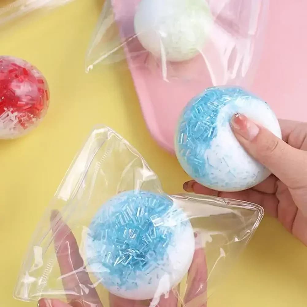 Ice Cracked Crystal Ball Squishy Fidget Toy Crushed Ice Texture Squeeze Stress Ball Anti-Anxiety Stress Relief Decompression Toy