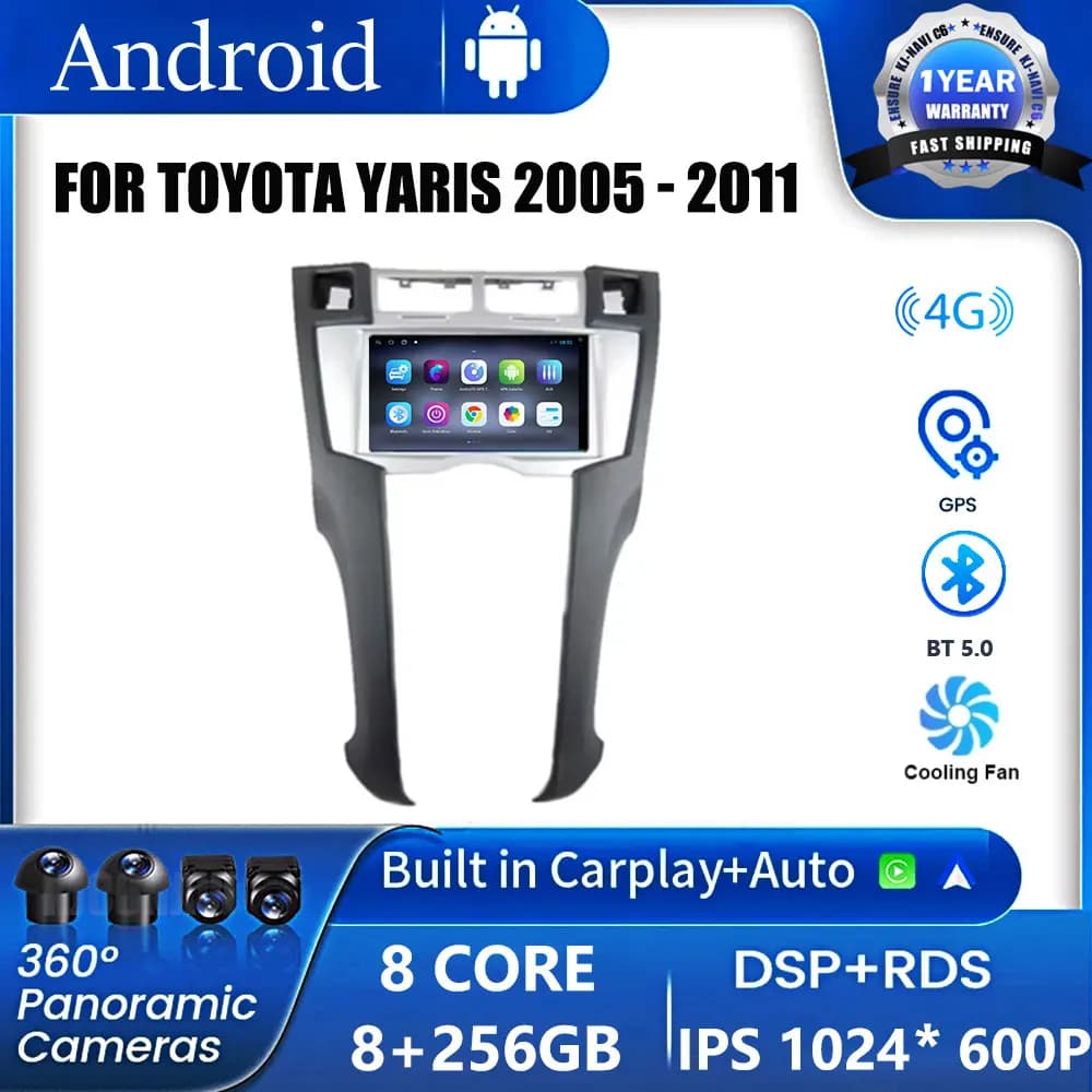 7 "Android 16 Per Toyota Yaris 2005-2011 IPS DSP Lettore Video Per Auto Multimediale di Navigazione GPS Radio Wifi BT