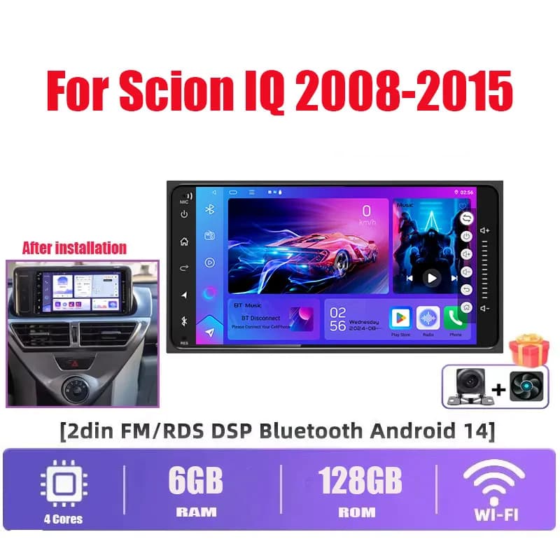 Autoradio da 7'' 6+128 GB per Scion IQ 2008-2015 Wireless Apple Carplay Android 13 Stereo GPS Navi