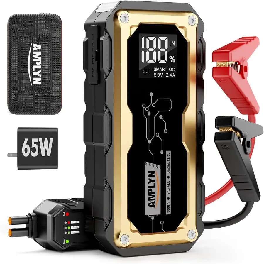 Avviatore portatile per auto da 24000 mAh con caricatore rapido da 65 W e display a LED per auto da 12 V Tutti i motori diesel a gas da 12 litri Mazza di emergenza