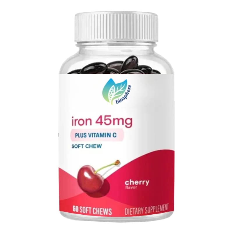 Cherry gumme with iron and vitamin C, ideal for patients who lose weight, 60 tablets