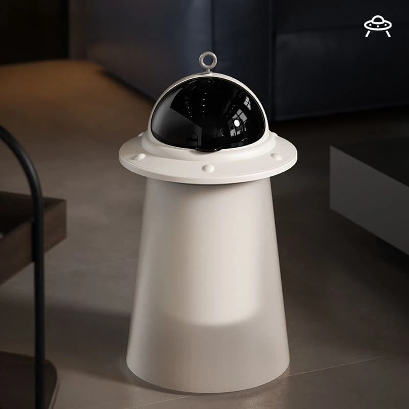 UFO Shape Trash Can Bathroom Trash Cans Plastic Kitchen Litter Bins Luxury Large Capacity Living Room Dustbin with Lid Cleaning