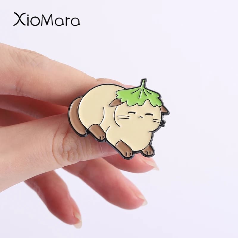 Cute Animal Enamel Pins With Fruity Hats Metal Brooches Fashion Lapel Badge Backpack Clothes Jewelry Gift for Friends