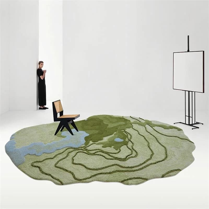 Summer Green Irregular Living Room Carpet Deluxe Villa Rugs For Bedroom Handmade Wool Polyester Home Sofa Coffee Table Floor Mat