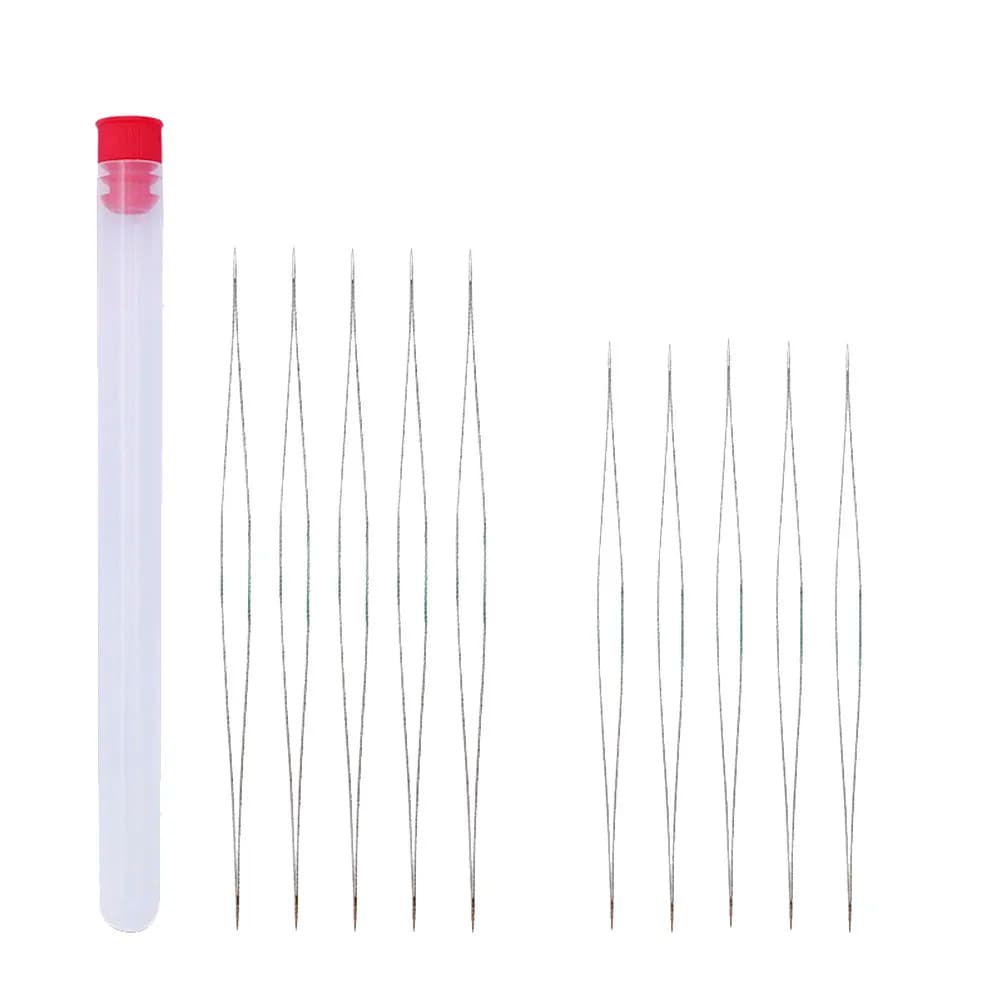 Kit di 10 Aghi per Perline in Metallo, Lunghi e Resistenti alla Ruggine, per Cucito, Artigianato, Creazione di Gioielli, con Occhiello Grande, Accessori Fai-da-Te