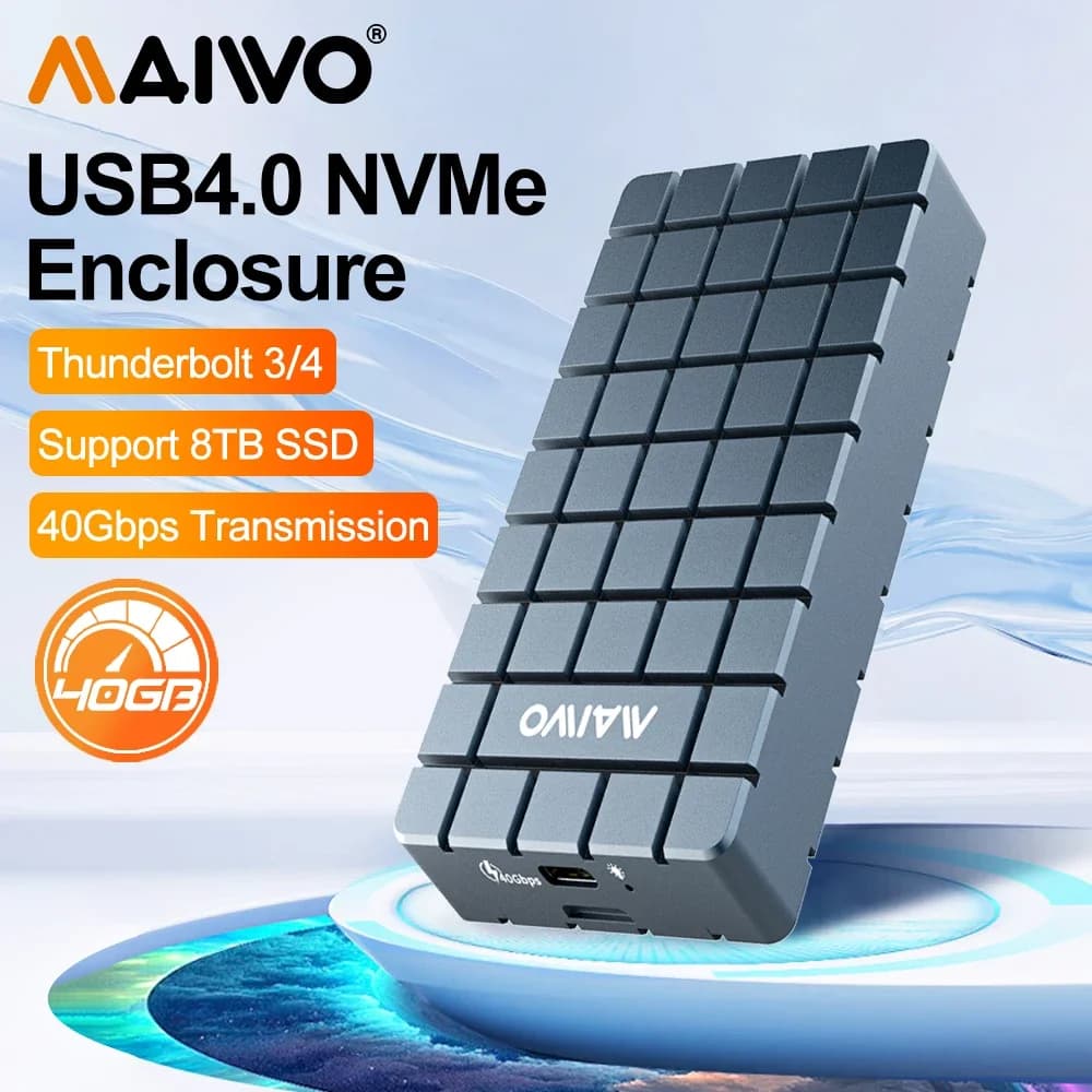 MAIWO USB 4.0 40Gbps M.2 custodia SSD NVMe in alluminio compatibile con custodia per disco rigido esterno Thunderbolt 4/3 USB 3.2/3.1ASM2464