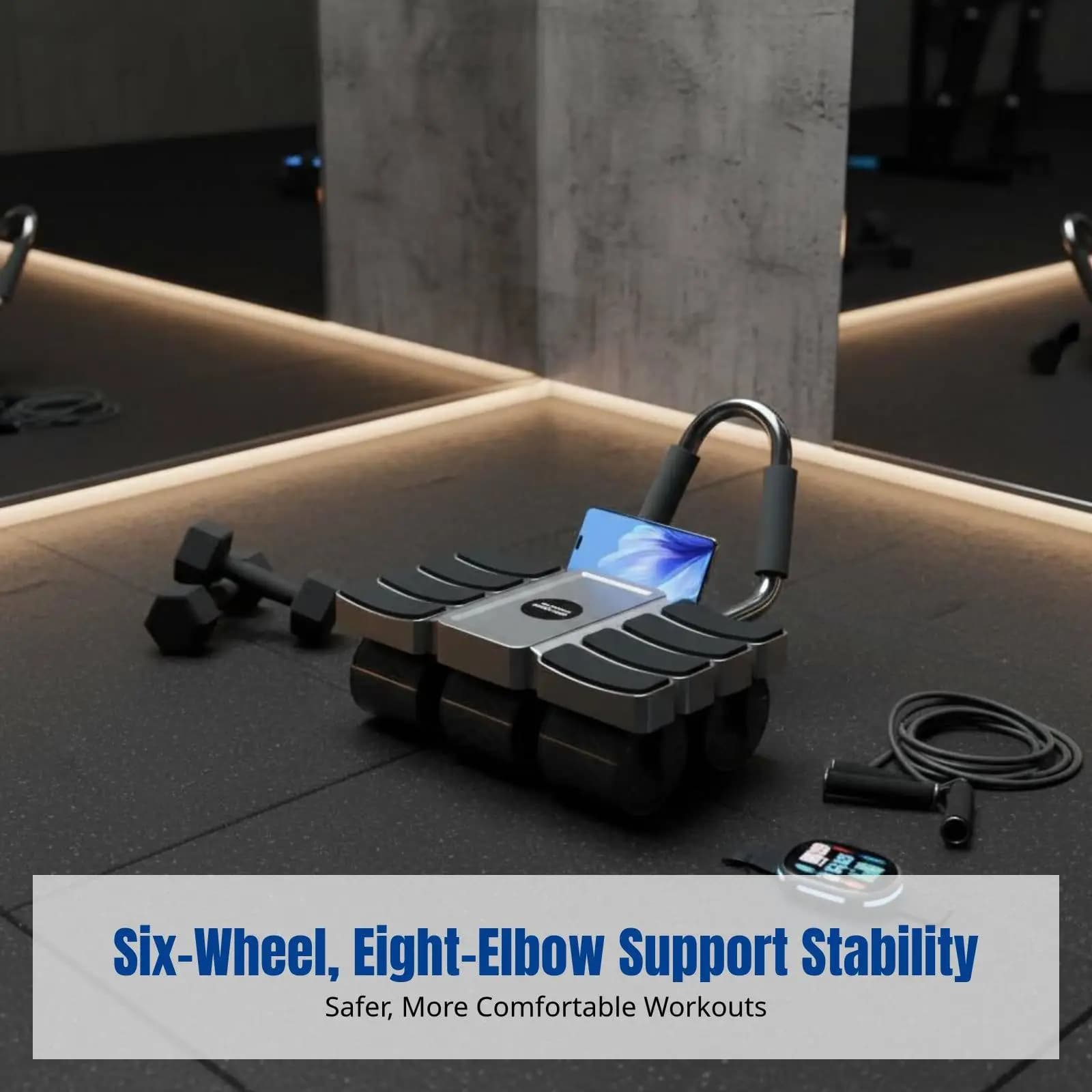 Durable Ab Roller for Home Workout with Rubber Foam Plastic Build and Smart Counter Display