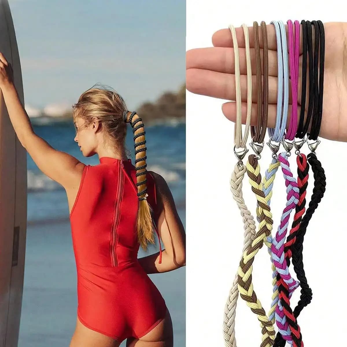1pc Elastico sportivo coda di cavallo ancoraggio treccia pasta fritta corda per capelli intrecciata fascia sportiva, antivento e adatta per lo sport all'aria aperta