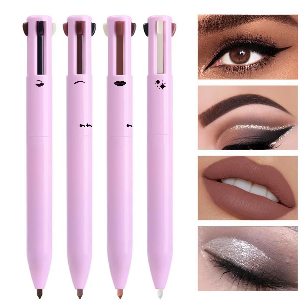 4 in 1, Compact Travel Eyeliner, Lip Liner, Eyebrow Pen, Eyebrow Pen, Eyebrow Pen Set