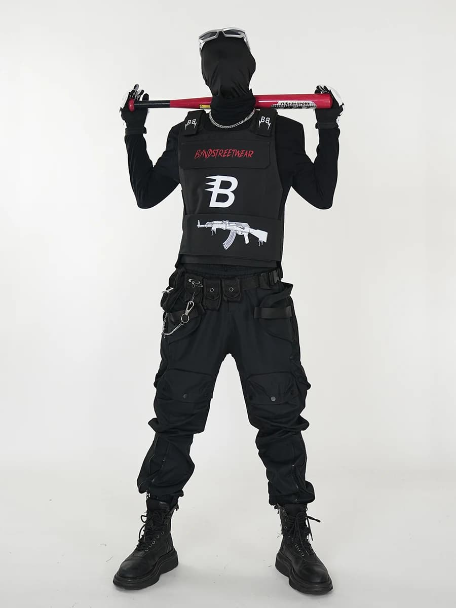 Set di Attrezzature Tattiche Stile Americano, Giacca da Lavoro Regolabile Hip Hop, in Poliestere e Fibra Composita di Nylon