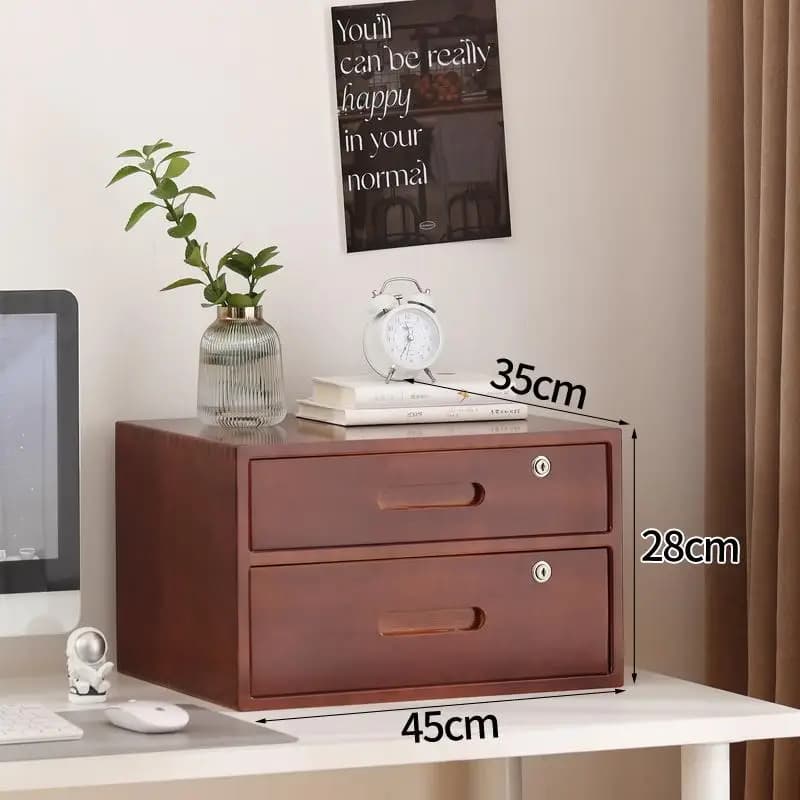 ‌ Cassettiera portaoggetti in legno massello, armadietto da scrivania con 3 scomparti, organizer ecologico, scatola multiuso multistrato ‌