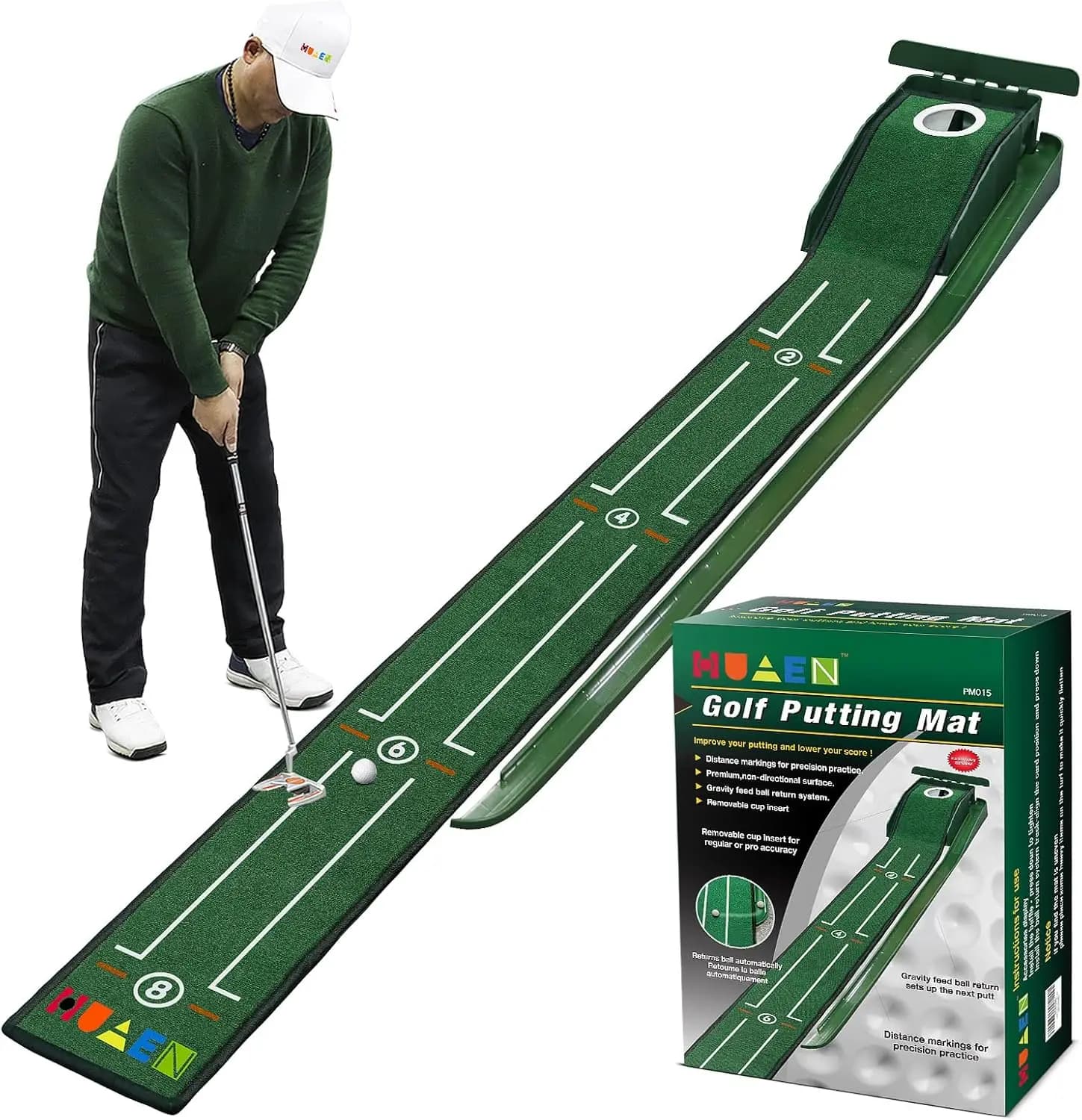 Tappetino da Golf Indoor con Ritorno Automatico della Palla, Portatile e Antirughe per Pratica a Casa e in Ufficio, Ottimo Regalo per Golfisti