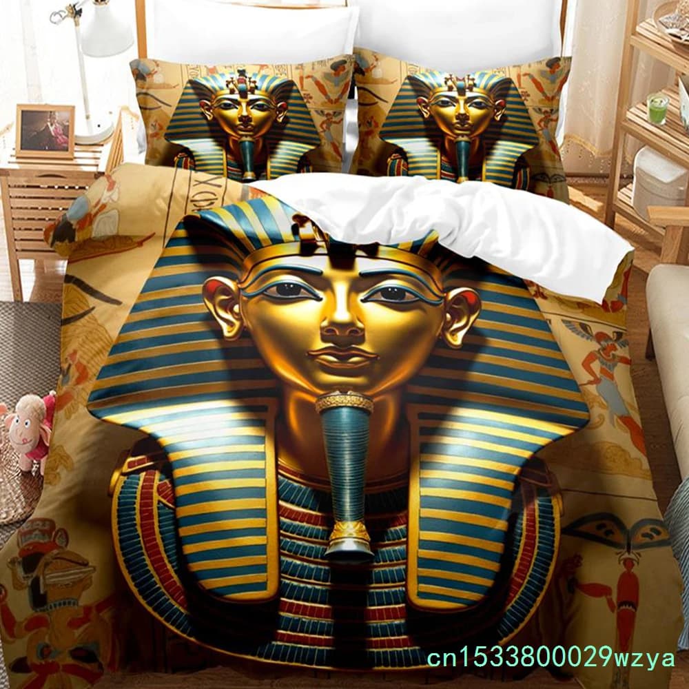 Pharaoh Mummy Bedding Set Ancient Egyptian Civilization Bed Sheets Set Comforter Sets King Size Bedding Set Quilt Set Bed Linen