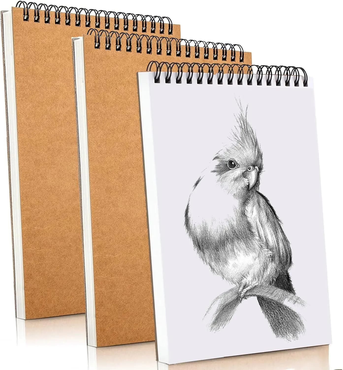 Mixed Media Sketch Pad, 5.5x8.5, 90 Sheets, 160gsm, Pack of 3, Spiral Bound, Hardcover