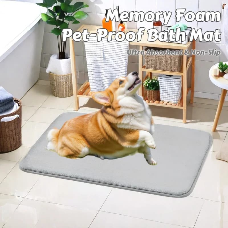 Tappetino da bagno in memory foam a prova di animali domestici – Tappeto assorbente antiscivolo per accessori per cani per bagno/ingresso con materasso per cani con base antiscivolo