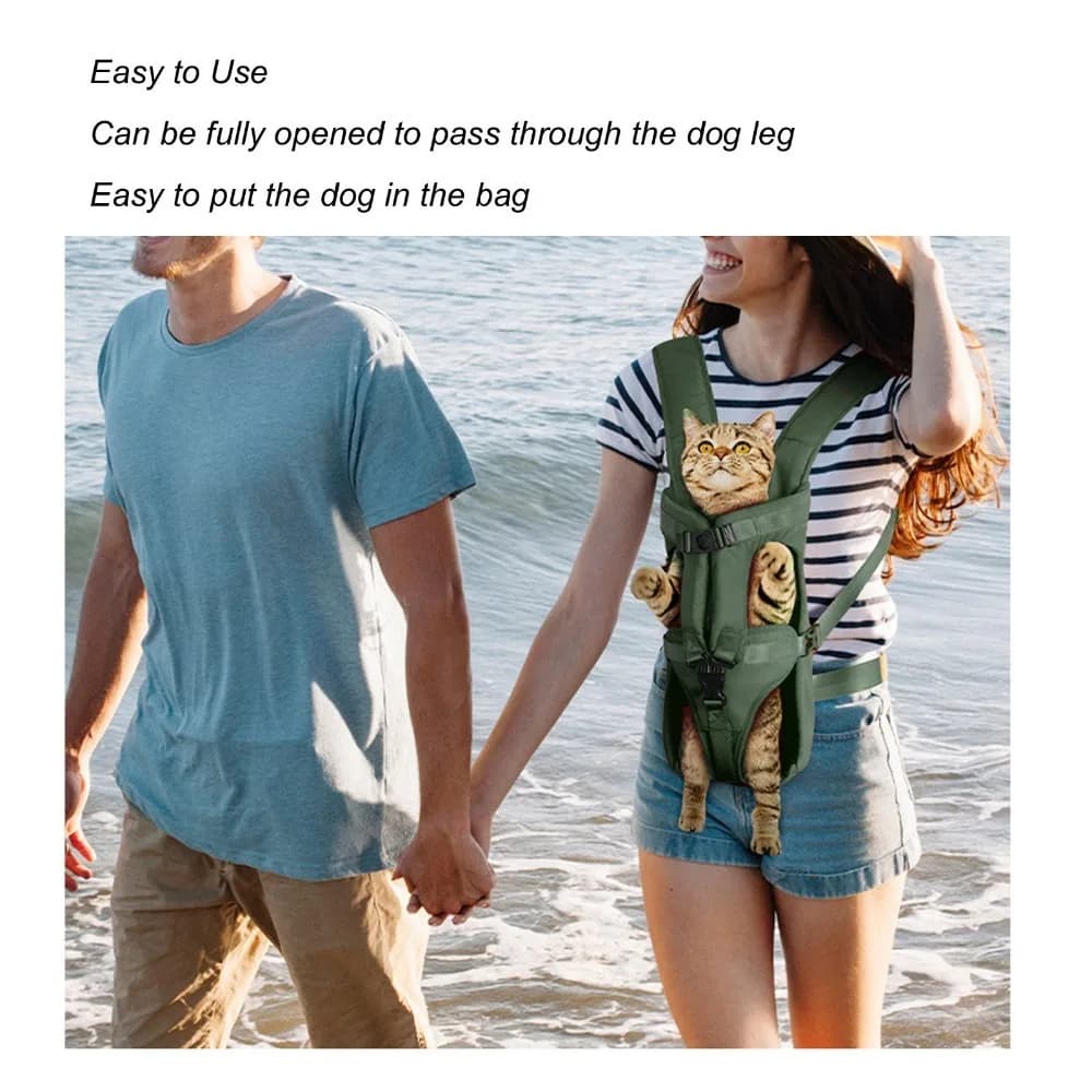 Large Capacity Pet Chest Carrier Wrap Around Fit Dual Shoulder Strap Cat Shoulder Carrier Breathable Mesh Multi Size Option