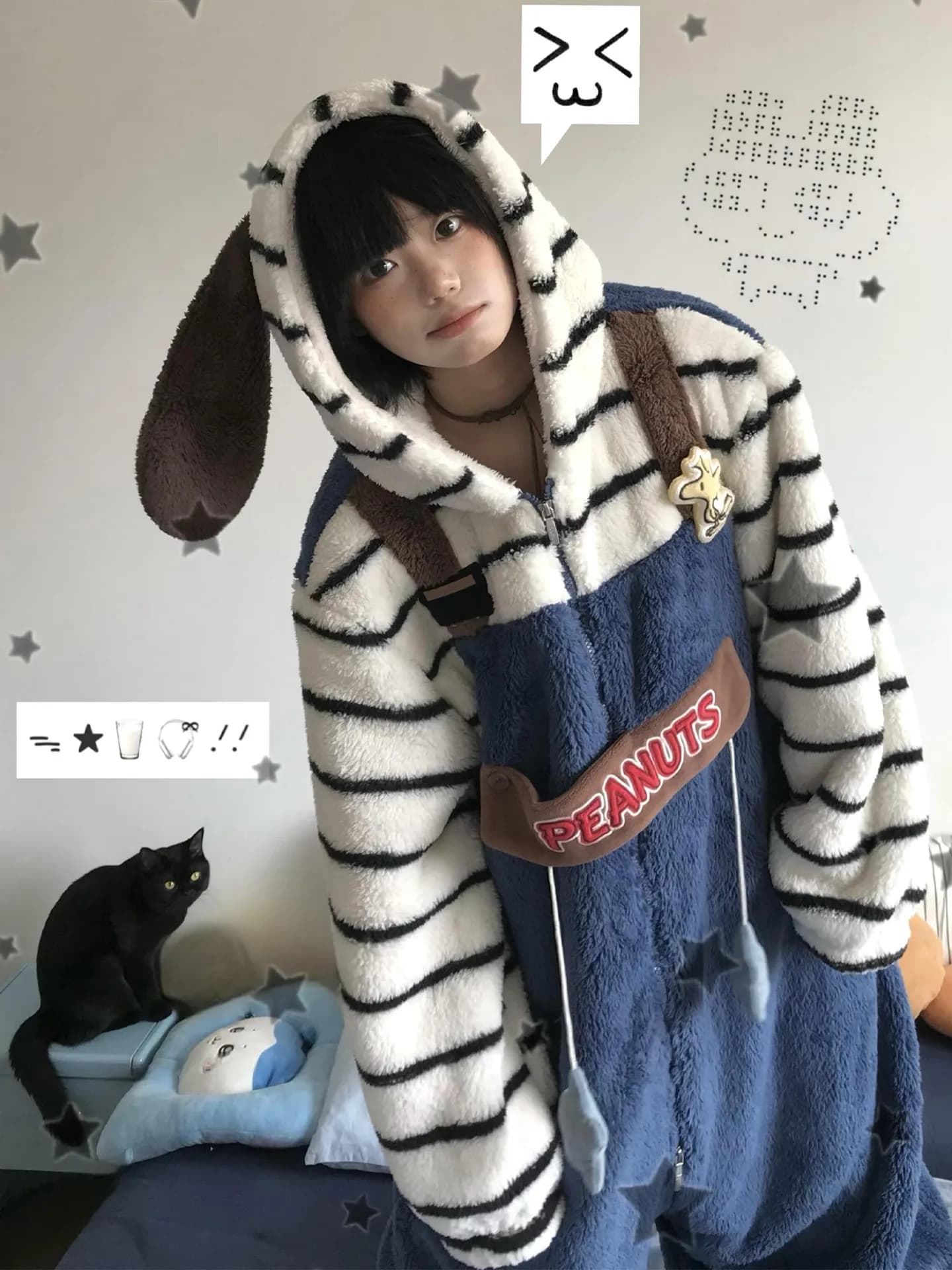 Peanuts Snoopy Coral Fleece One Piece Pajamas Thickened Winter Hooded Cartoon Loungewear For Adult Women Couples Home Wear