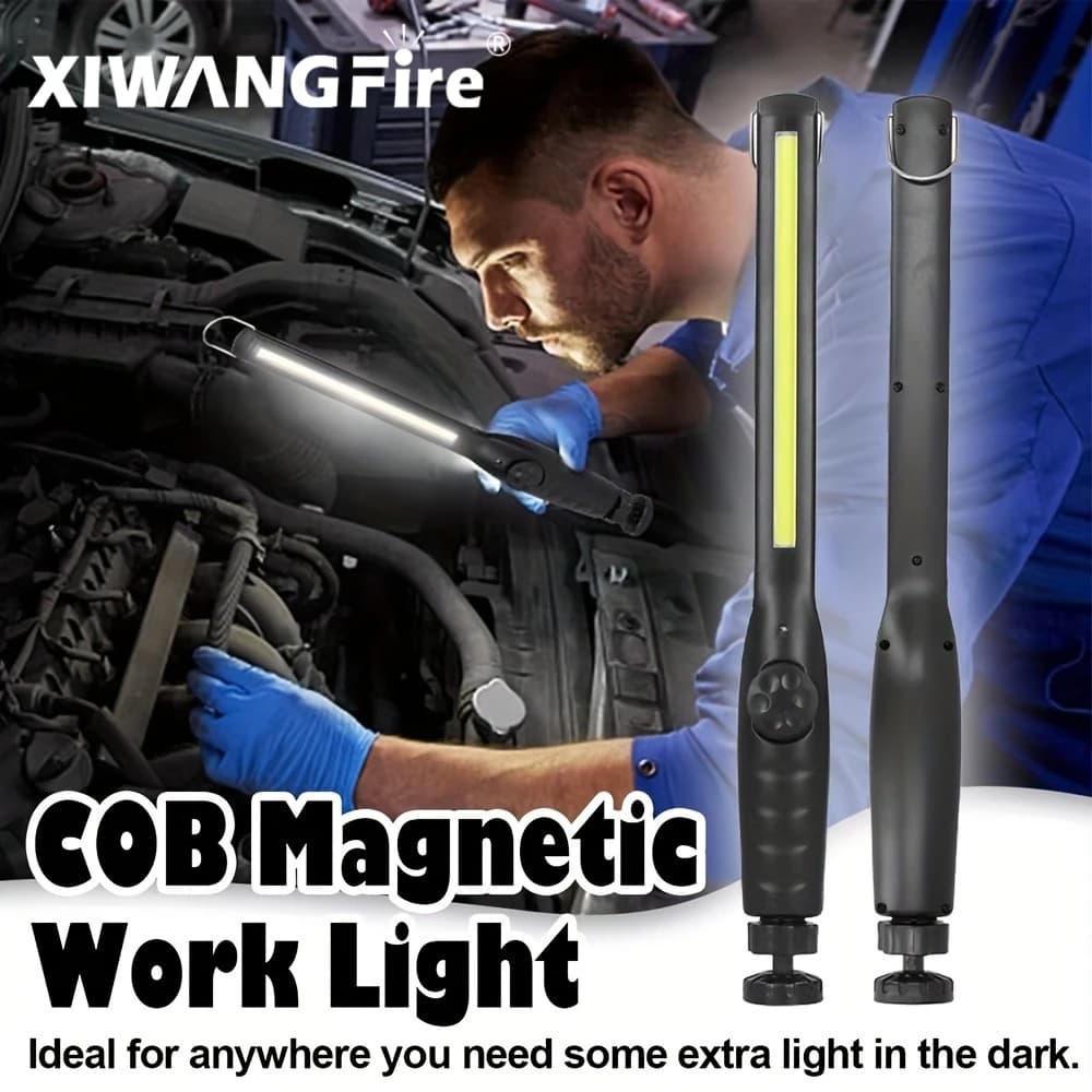 Portable COB LED Work Light USB Rechargeable Torch Hook Portable Inspection Light Car Repair Home Garage Emergency Flashlight
