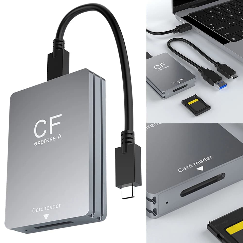 CFexpress Type A Card Reader with USB C To USB C/USB A Cable CFexpress Reader Support Android/Windows/ OS for SLR