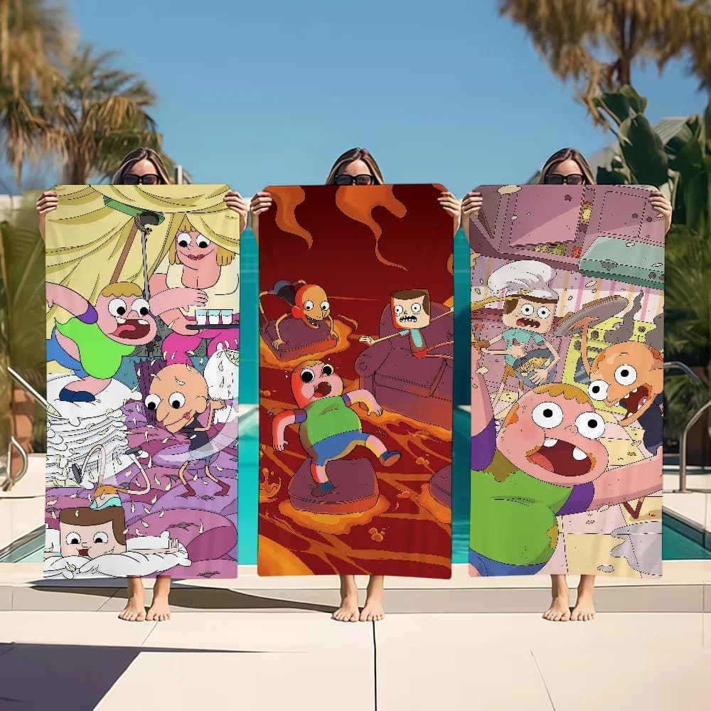 Fun, fast drying, lightweight and portable fabric bathrobe, for camping, swimming pool, travel, with C-ClarenceS-ES CTHN cartoon design