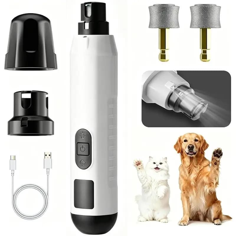 CHCH Quiet Dog Nail Grinder With LED Light, 5-Speed Adjustment Pet Grooming Tool For Home- Works Small/Medium/Large Pets