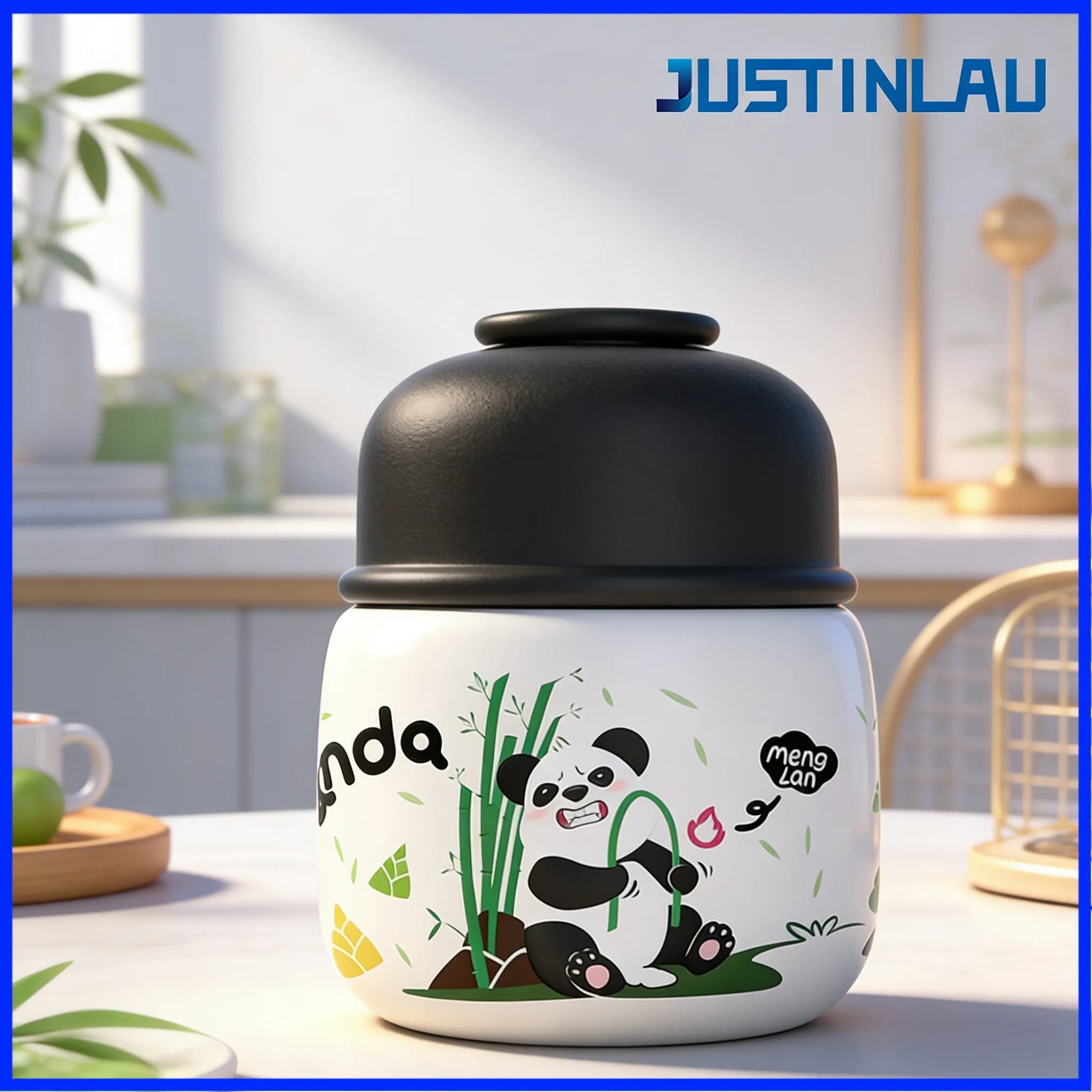 JUSTINLAU 500ML Cartoon Mini Thermos Acciaio inossidabile 316 + PP Lunch Box con cucchiaio e coperchio ciotola Bento Box Cibo portatile per il lavoro