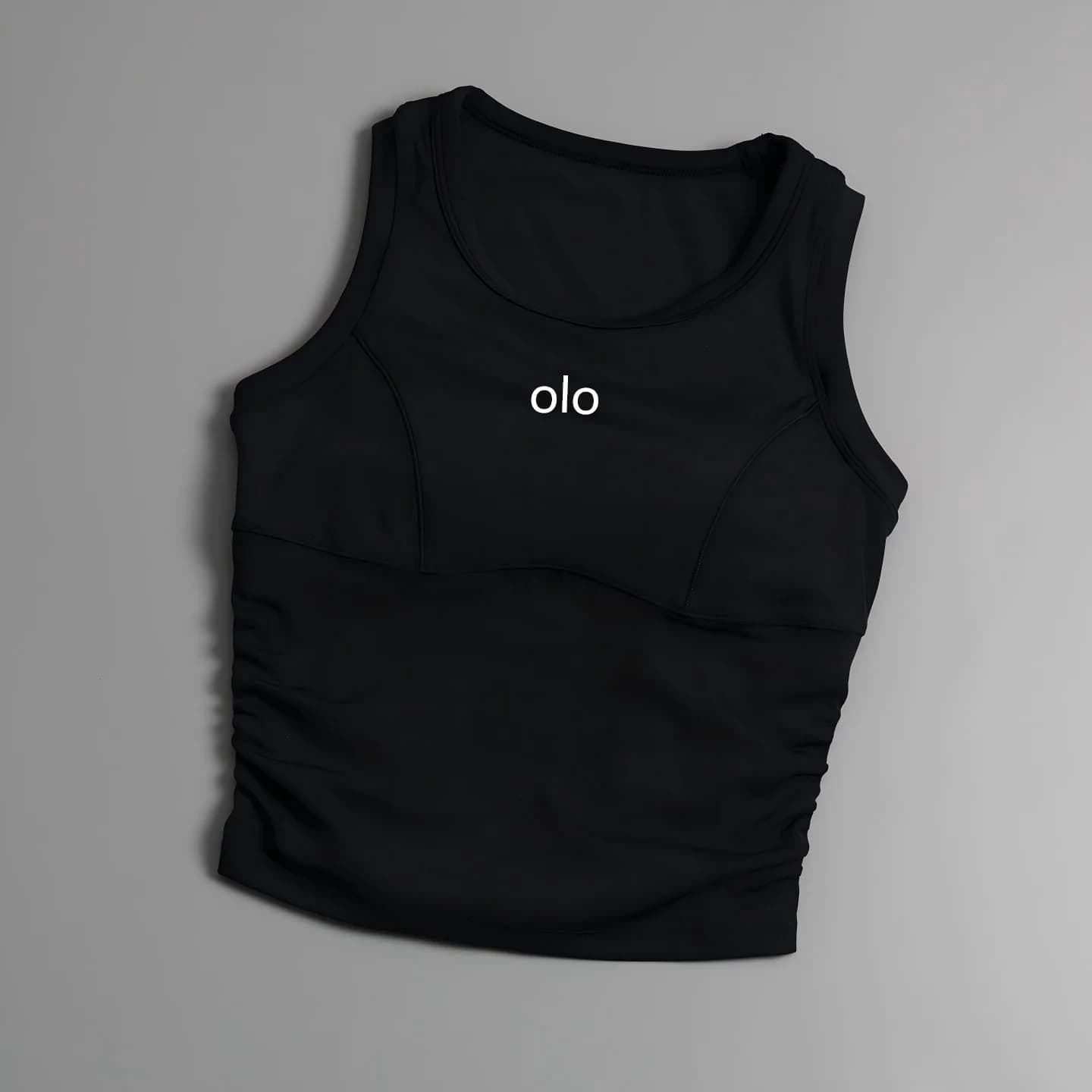Fixed One-Piece Cup Sports Vest - Women's Outdoor Fitness Training Short Tight Fitting Pleated Waist Yoga Quick Drying Vest