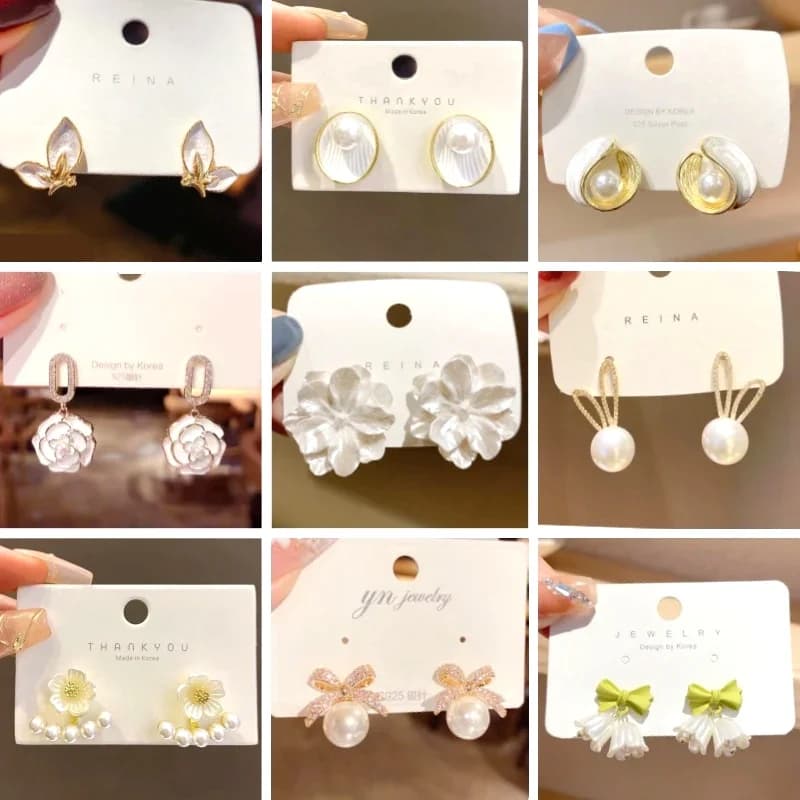 Pure White Women's Dangle Earrings Blooming Flower Acrylic Enamel Butterfly Imitation Pearl Heart Hanging Earrings Elegant brinc