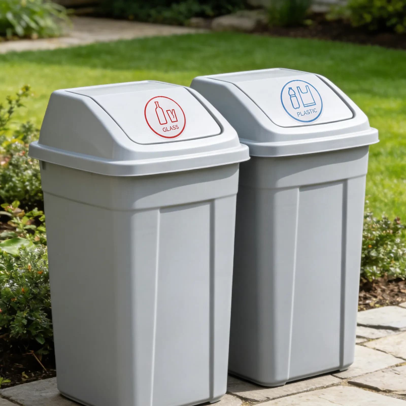 24Pcs Trash Can Labels Recycling Stickers Outdoor Waterproof Self Adhesive Waste Sorting Bin Stickers for Home Office School
