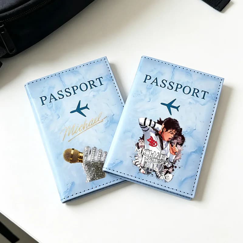 Michael Jackson Passport Case MJ Figure Print Card Holder Passports Covers Storage Protective Cover Universal Passport Covering
