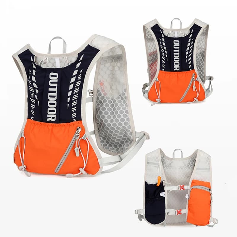 Reflective vest for Running and Hydrating, Cycling backpack for Open Sports, Climbing, Hiking, MTB, Road Bike - Adjustable vest with Pockets