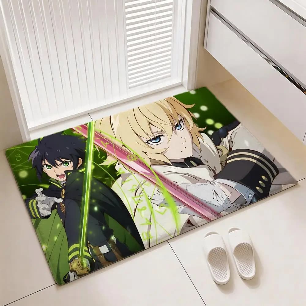Tappetino da pavimento Action Anime S-Seraph of the Ends, tappetino morbido in flanella ispessita, tappetino antiscivolo per soggiorno, decorazione per la casa