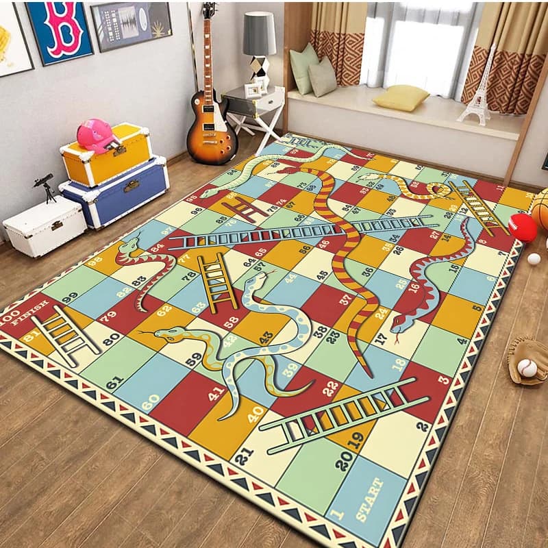 Tappeto con Motivo del Gioco Serpenti e Scale in 15 Misure, Tappeti per Camera da Letto e Soggiorno, Tappetino Creativo per Porta, Tappeti per Spogliatoio, Tappetini da Gioco
