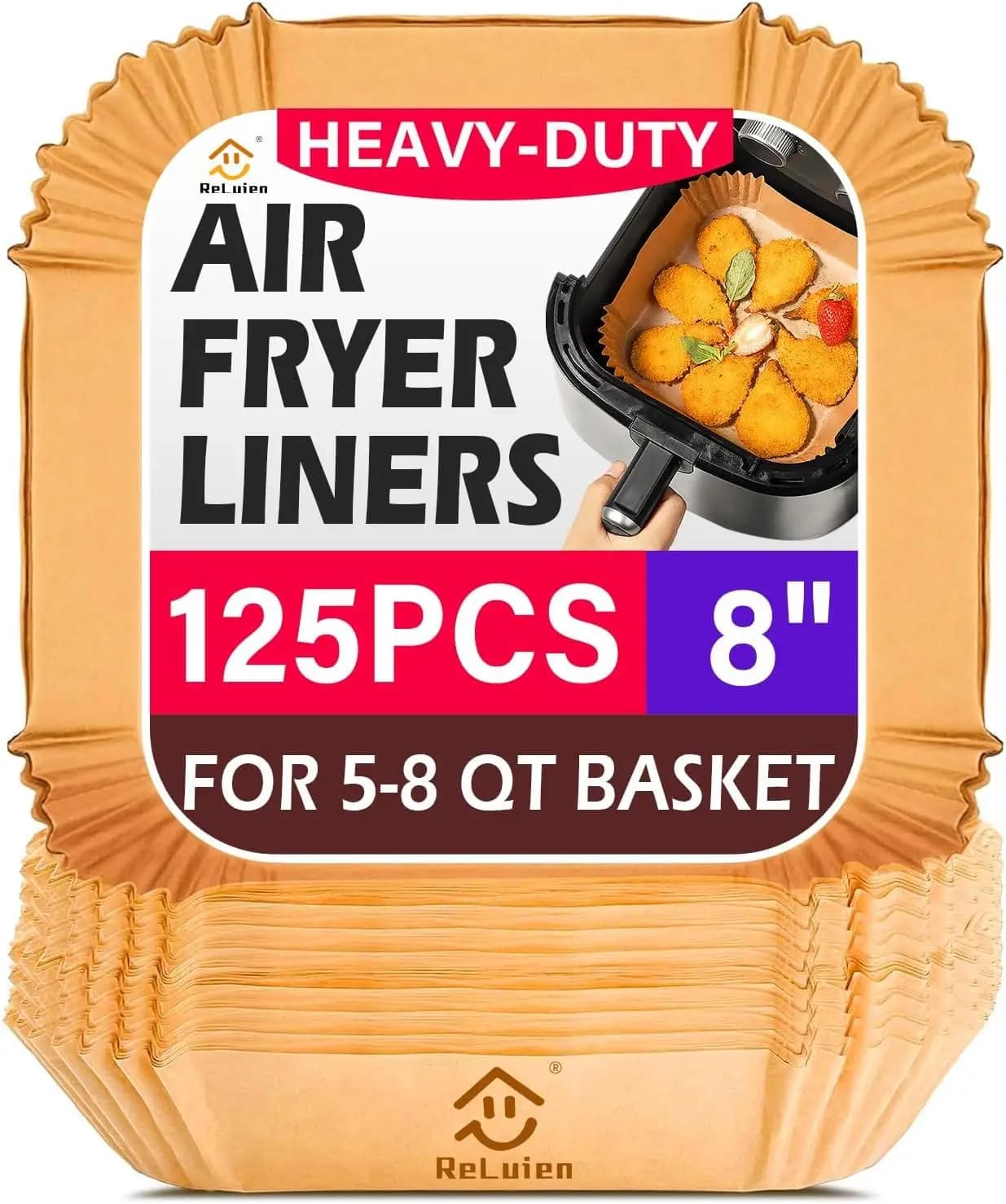 125 Pieces of Non-bleached Oven Paper for Air Frying, 5-8QT Frying Card, Cooking and Roasting